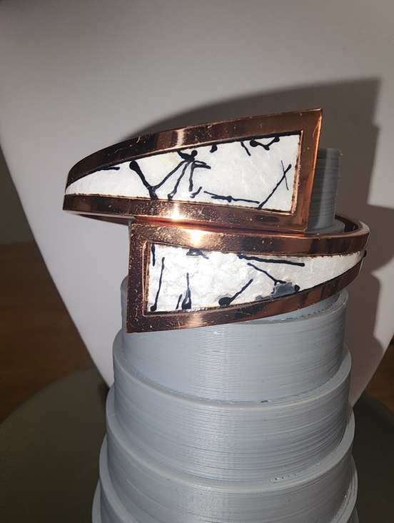 Vintage Matisse Renoir Nile Copper Enamel Drip Mid- Century Hinged Cuff - Picture 6 of 7